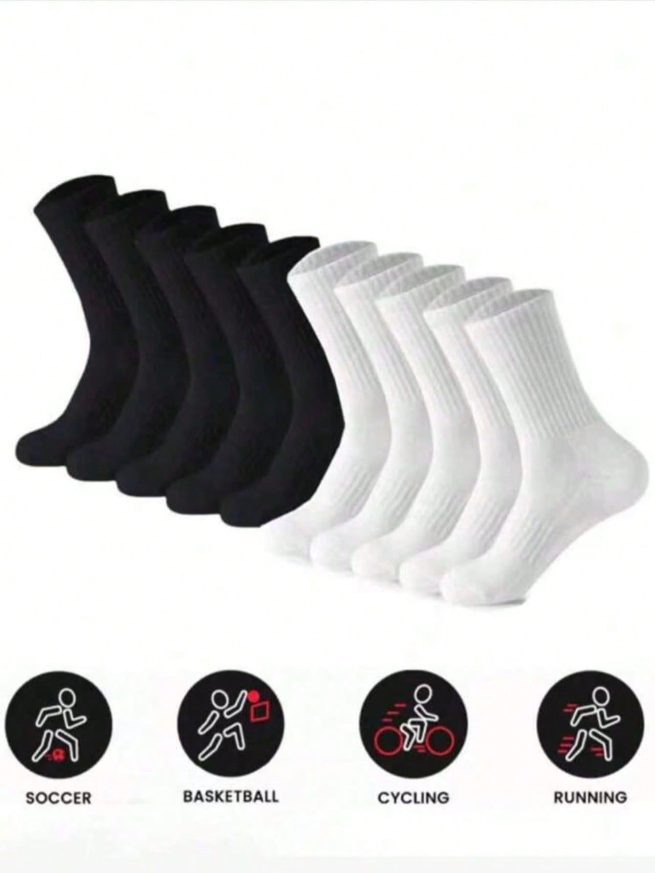 Cotton Crew Sock Pack - Women's Running Socks Pack, Black White