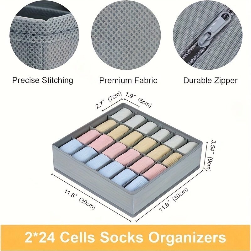 2Pcs 24-Compartment Fabric Soc - Sock Organizer Tray recensione e prezzo
