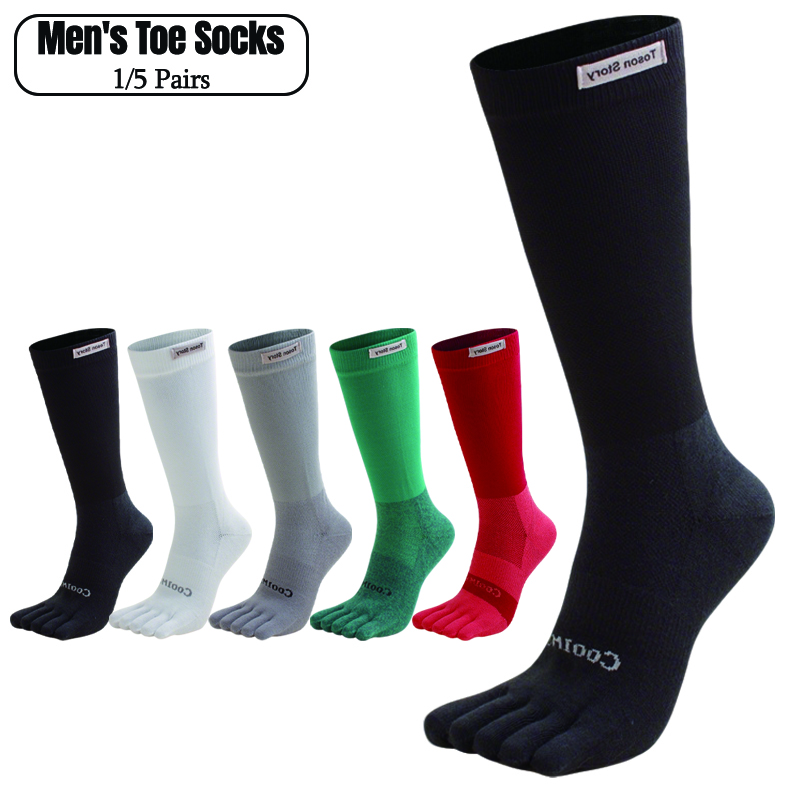 1/5 Pairs Men's High Crew Five - Toe Sock Split recensione e prezzo
