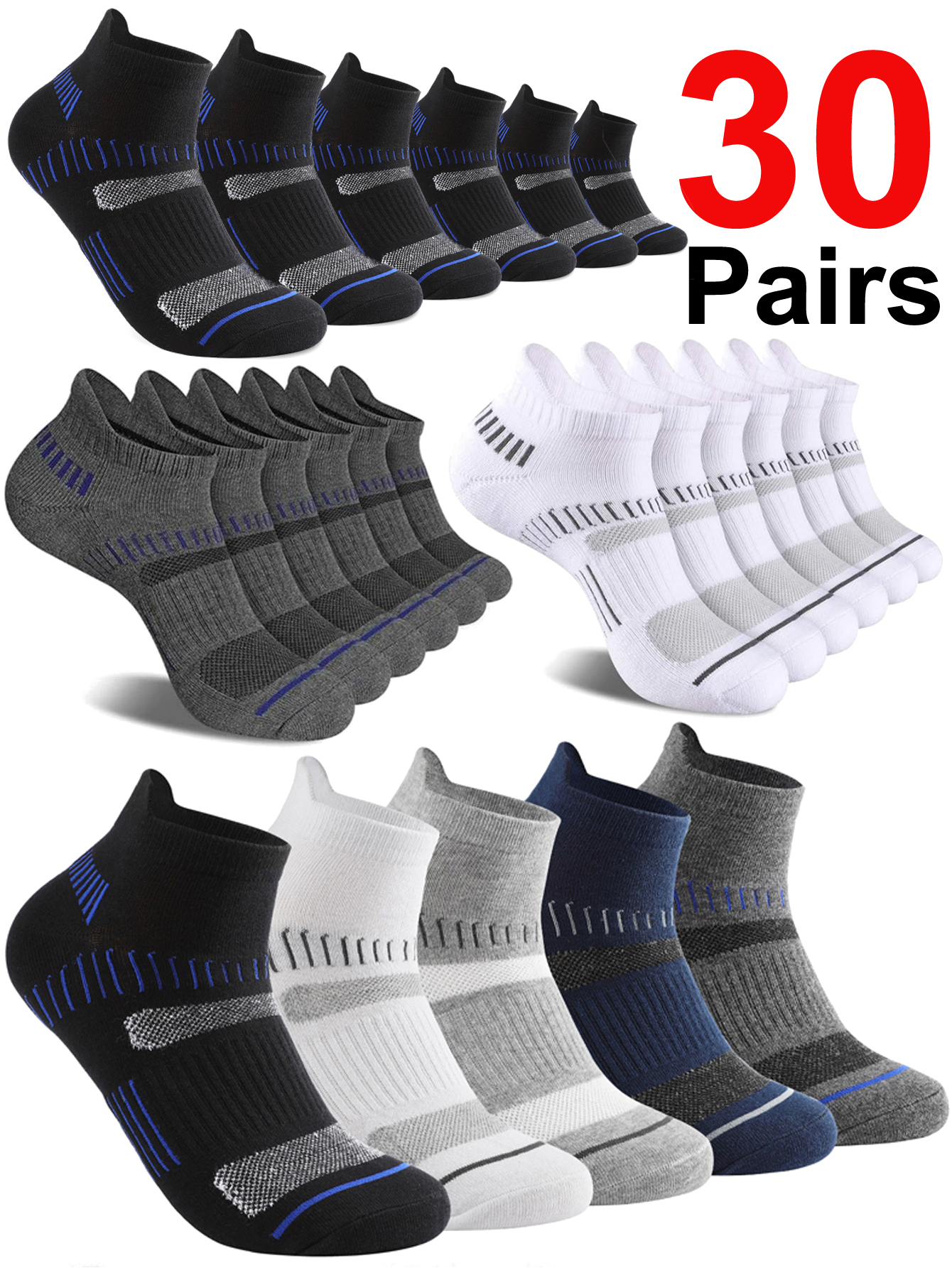 30 Pairs Ankle Socks Men Athle - Ankle Sock Low Cut recensione e prezzo