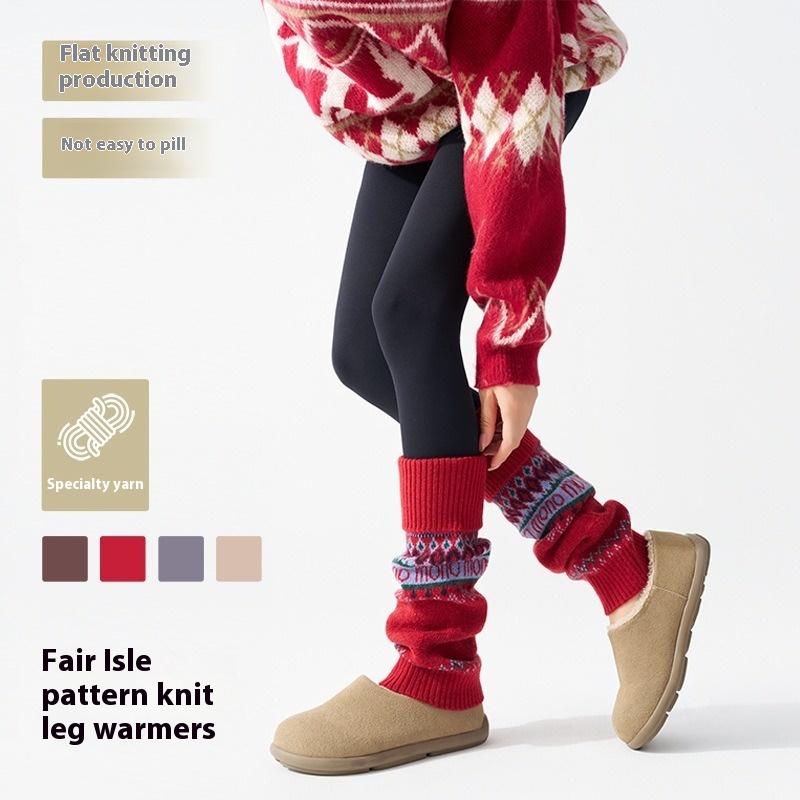 ​Fair Isle Knitted Leg Warmers - Boot Sock Slouchy recensione e prezzo