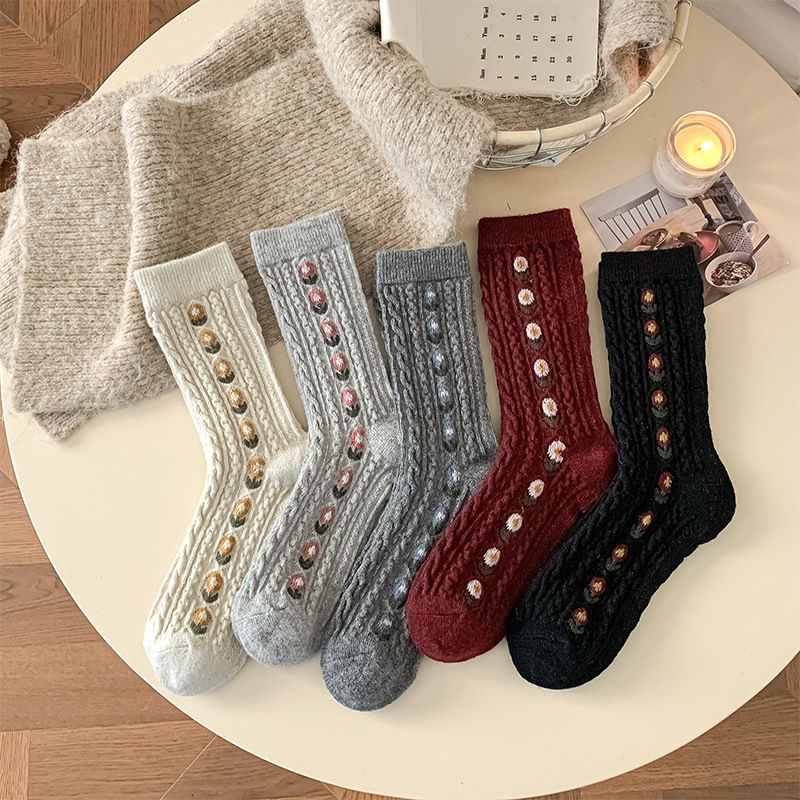 Korean Sweet Floral Wool Mid-C - Boot Sock Slouchy recensione e prezzo