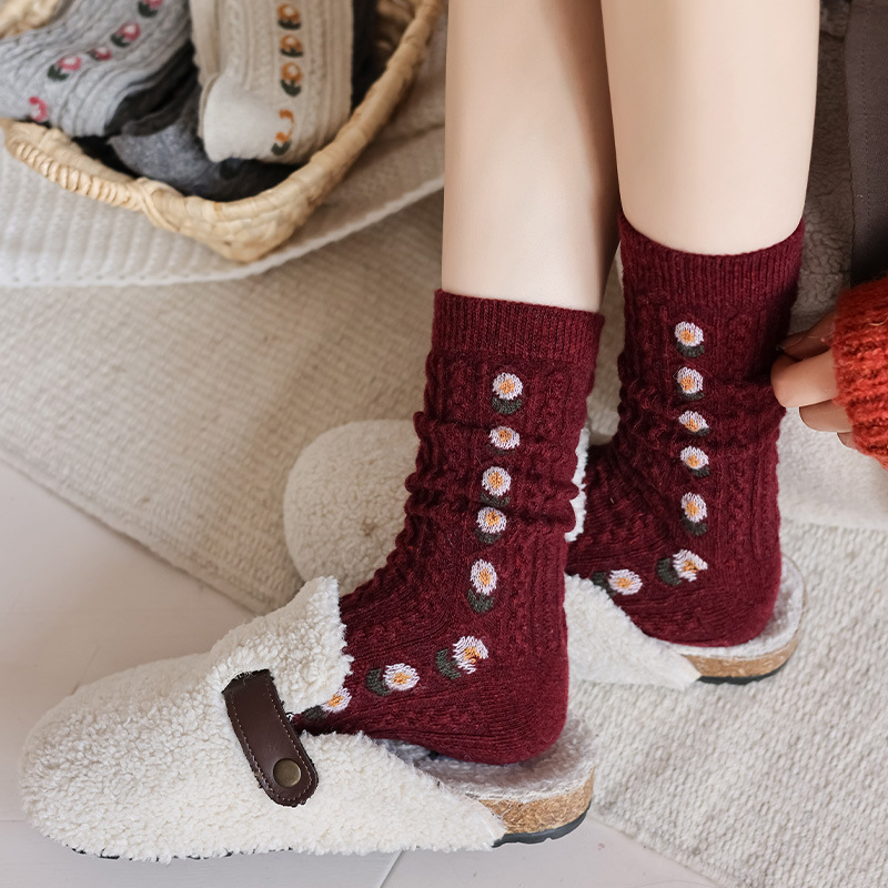 Korean Sweet Floral Wool Mid-C - Boot Sock Slouchy recensione e prezzo