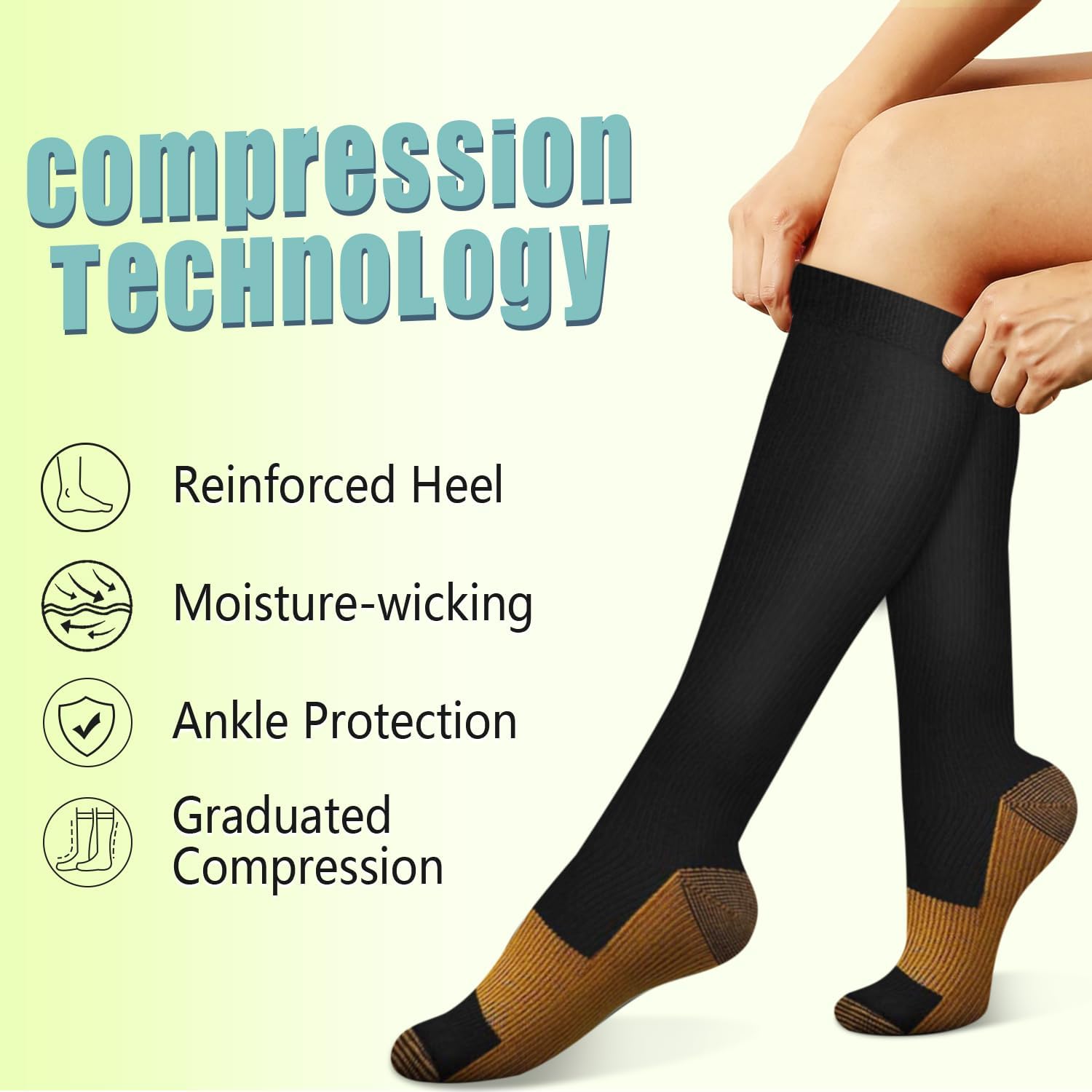 6 Pairs Solid Color Copper Com - Compression Sock Medical recensione e prezzo